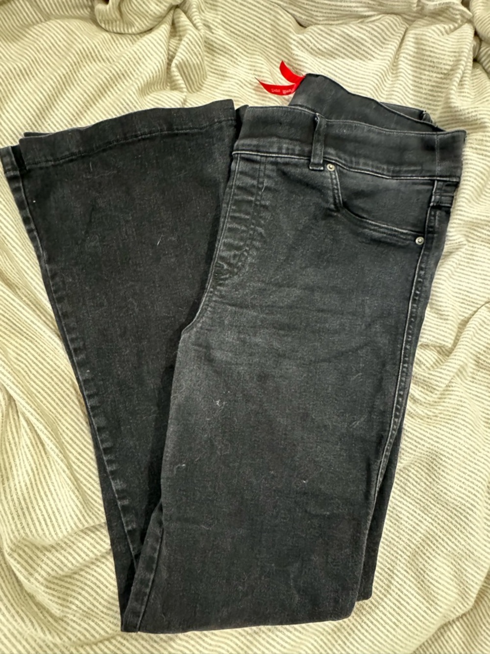 SPANX Black Wide-Leg Flare Jeans